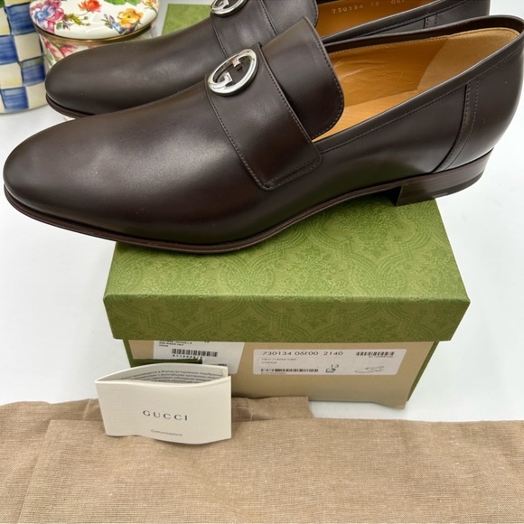 Men’s Gucci interlocking G leather loafer size 13 made in Italy - Picture 4 of 9